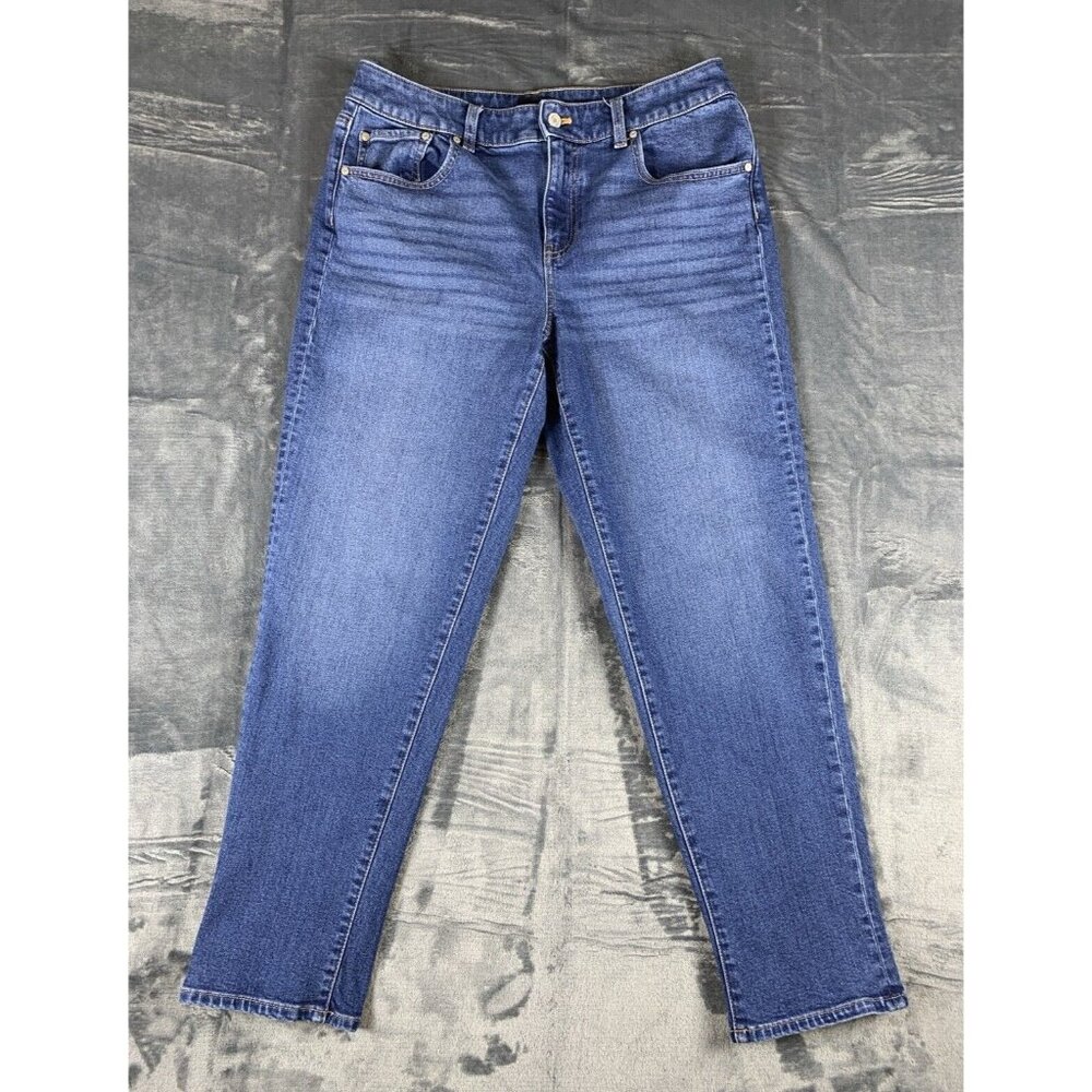 TALBOTS Everyday Relaxed Jeans Women's 8 Blue Stretch Rippled Denim Casual